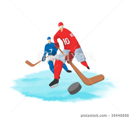 Hockey players in abstract flat style. Vector 38448898