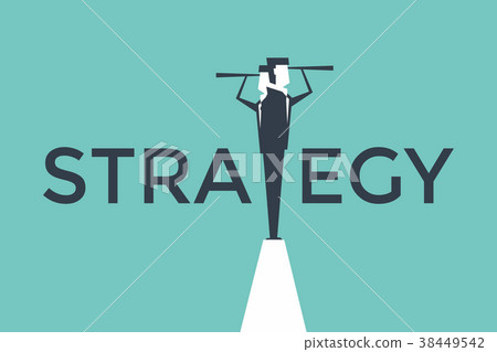 Strategy concept, businessman looking telescope.