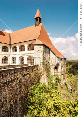 Close up photo of Veveri castle, yellow filter Close up photo of Veveri castle, yellow filter 38450328