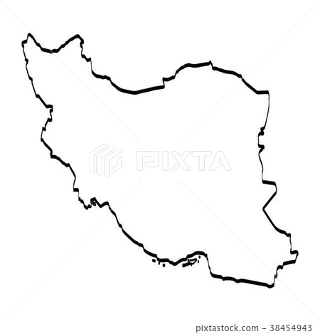Iran map outline graphic freehand drawing 38454943
