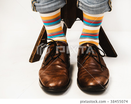 Men's legs in bright socks Men's legs in bright socks 38455074