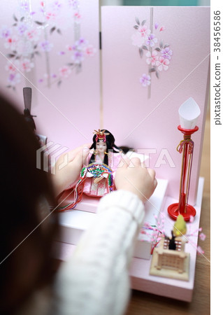 娃娃傀儡（兒童和嬰兒不露面事件活動Hinamatsuri後視圖前散景女孩女孩節日傳統） 38456586