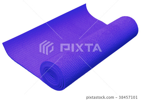Blue yoga mat isolated on white background 38457101