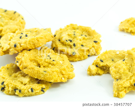 Oatmeal cookie on white background 38457707