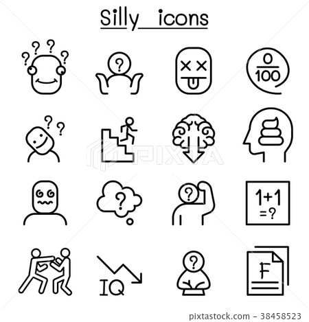 Stupid, foolish, Silly icon set in thin line style Stupid, foolish, Silly icon set in thin line style 38458523