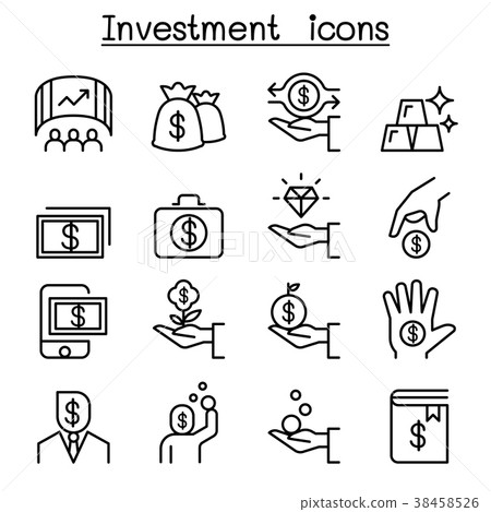 Investment icon set in thin line style 38458526