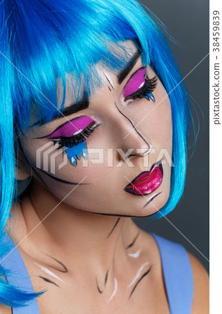 beautiful girl with pop art makeup beautiful girl with pop art makeup 38459839