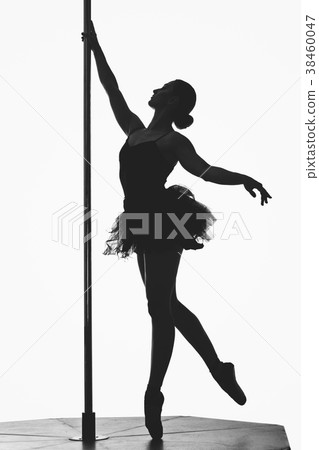 beautiful pole dancer girl silhouette 38460047