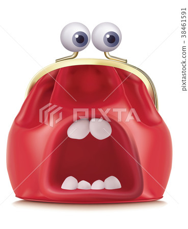Purse with mouth and eyes. Vector 3d illustration 38461591