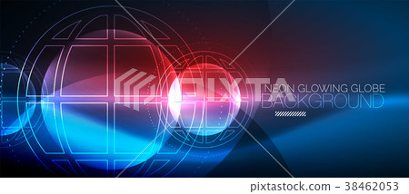 Techno globe concept, neon glow planet Techno globe concept, neon glow planet 38462053