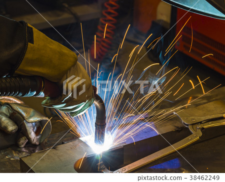 Industrial steel welder in factory technical, 38462249