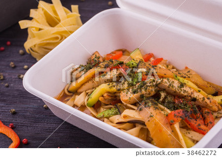 Chicken fillet with paste Udon in sweet-sour sauce Chicken fillet with paste Udon in sweet-sour sauce 38462272