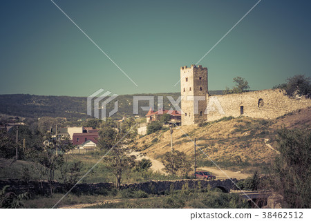 Ruins of ancient Genoese fortress in Crimea 38462512
