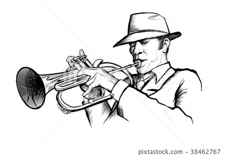 drawing of a musician playing trumpet 38462767