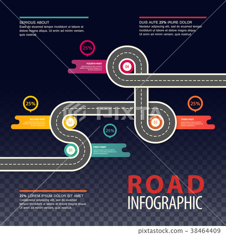Road or highway infographics, car traffic map 38464409