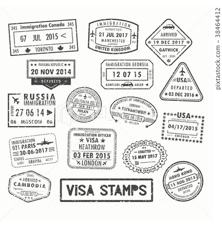 Visa stamps or passport signs of immigration 38464412