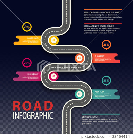 Infographic with top view on road with data 38464414