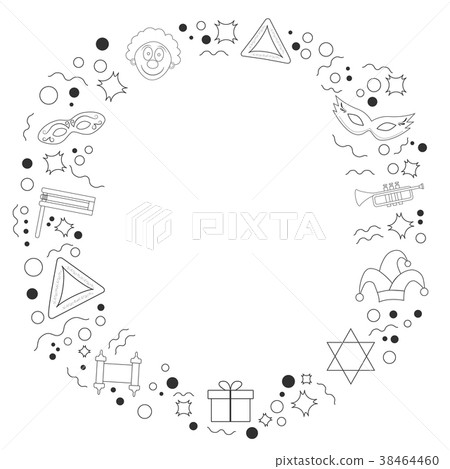 Frame with purim holiday flat design Frame with purim holiday flat design 38464460