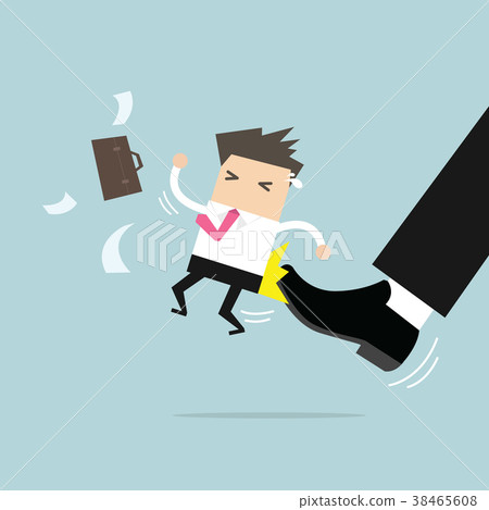 Businessman being kicked by boss. Businessman being kicked by boss. 38465608