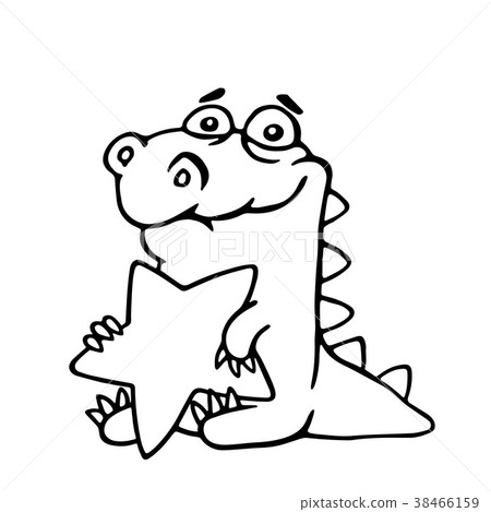 Cartoon dinosaur holds a star. Vector illustration Cartoon dinosaur holds a star. Vector illustration 38466159