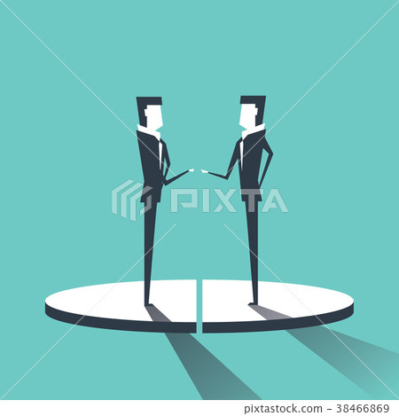 Business Men On Pie Diagram Getting Equal Shares. 38466869