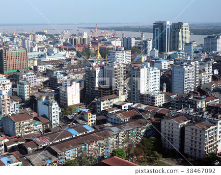 Old and new buildings in Yangon city. 2018/2/18 Old and new buildings in Yangon city. 2018/2/18 38467092
