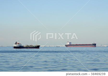 Tanker anchored in the seaside industrial area Tanker anchored in the seaside industrial area 38469239