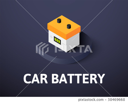 Car battery isometric icon, isolated on color 38469668