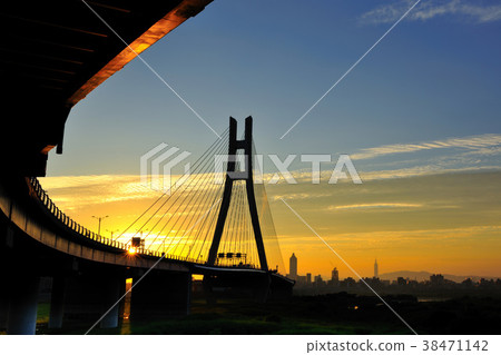Taiwan, New Taipei City, Taiwan, Taiwan, New North Bridge, morning faint, river, water, sunrise, bridge 38471142