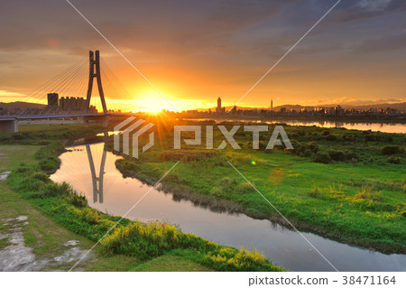 Taiwan, New Taipei City, Taiwan, Taiwan, New North Bridge, morning faint, river, water, sunrise, bridge 38471164