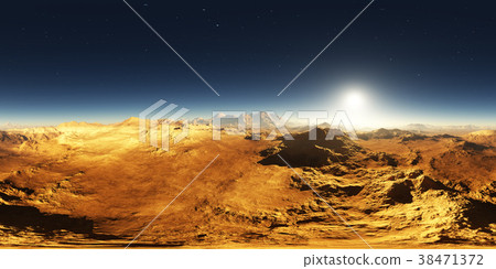 360 Panorama of Mars sunset. Martian landscape 38471372
