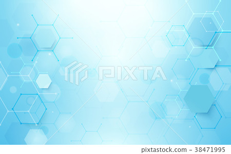 Abstract blue hexagons shape with science concept. 38471995