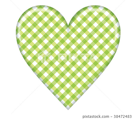 心形浮雕圖/格子（綠色）|情人節白色材料 38472483