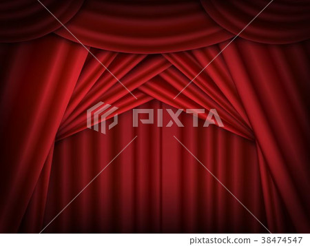 Vector Red Stage Curtains Open Red Drapes Stock Illustration
