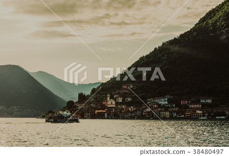 panorama view of Lake Iseo in Lombardy panorama view of Lake Iseo in Lombardy 38480497