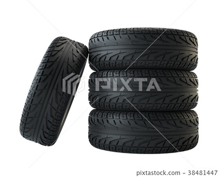 New tyres, isolated on white background New tyres, isolated on white background 38481447