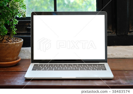 Laptop computer with blank screen for mock up Laptop computer with blank screen for mock up 38483574
