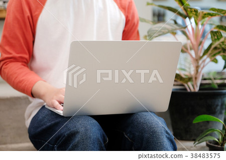 Man using laptop computer, people and technology Man using laptop computer, people and technology 38483575