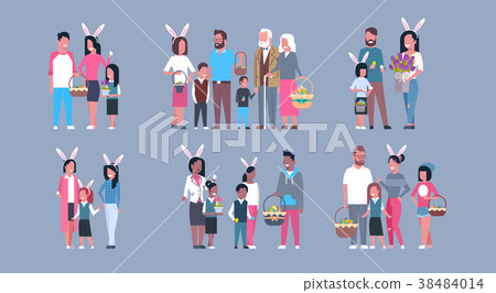 Set Of Families On Happy Easter Holiday Parents Set Of Families On Happy Easter Holiday Parents 38484014