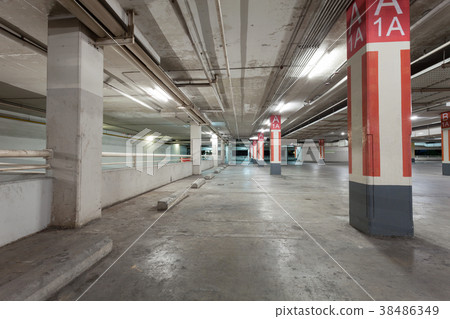 Modern empty parking garage interior in apartment Modern empty parking garage interior in apartment 38486349