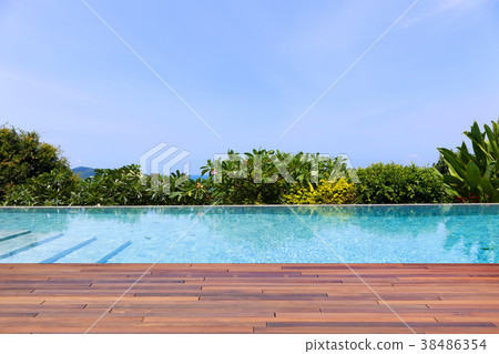 Swimming pool overlooking view andaman sea  38486354