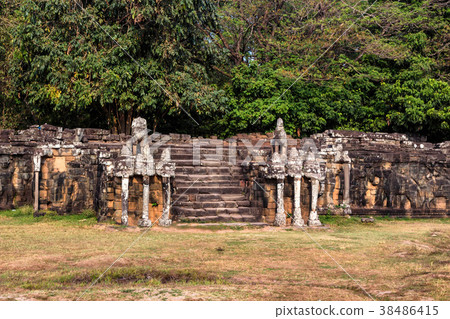 Terrace of elephants in Angkor Thom in Cambodia Terrace of elephants in Angkor Thom in Cambodia 38486415