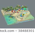 Isolated square section of beach. View from above. 38488301