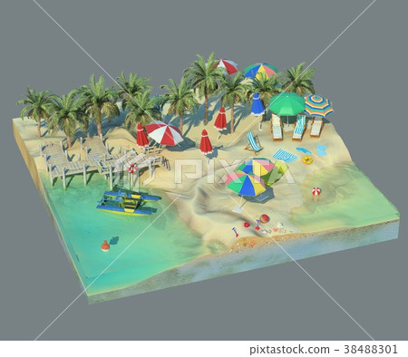 Isolated square section of beach. View from above. Isolated square section of beach. View from above. 38488301