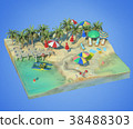 Isolated square section of beach. View from above. 38488303