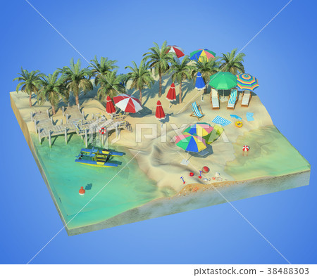 Isolated square section of beach. View from above. Isolated square section of beach. View from above. 38488303