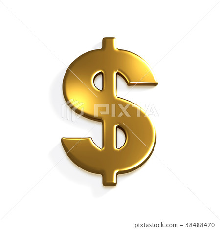 Gold Dollar Symbol. 3D Rendering Illustration 38488470