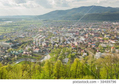 View to the city of Khust from castle, Ukraine View to the city of Khust from castle, Ukraine 38489796