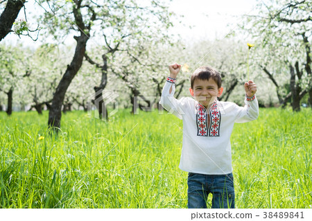 The boy is embroidered in the garden The boy is embroidered in the garden 38489841