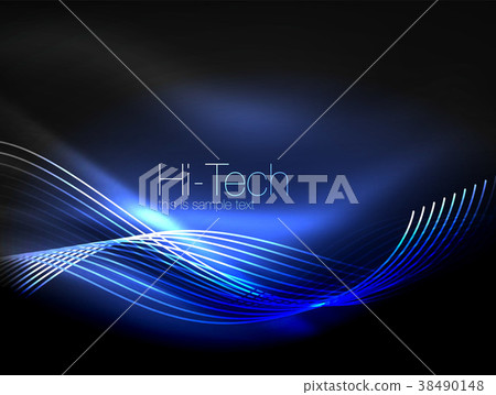 Elegant neon flowing stripes, smooth waves with 38490148